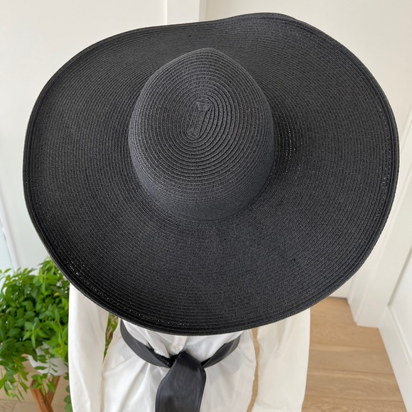 ❤️HOST PICK❤️ NINE WEST Glam Very Wide Brim Black Sun Hat - Picture 6 of 15